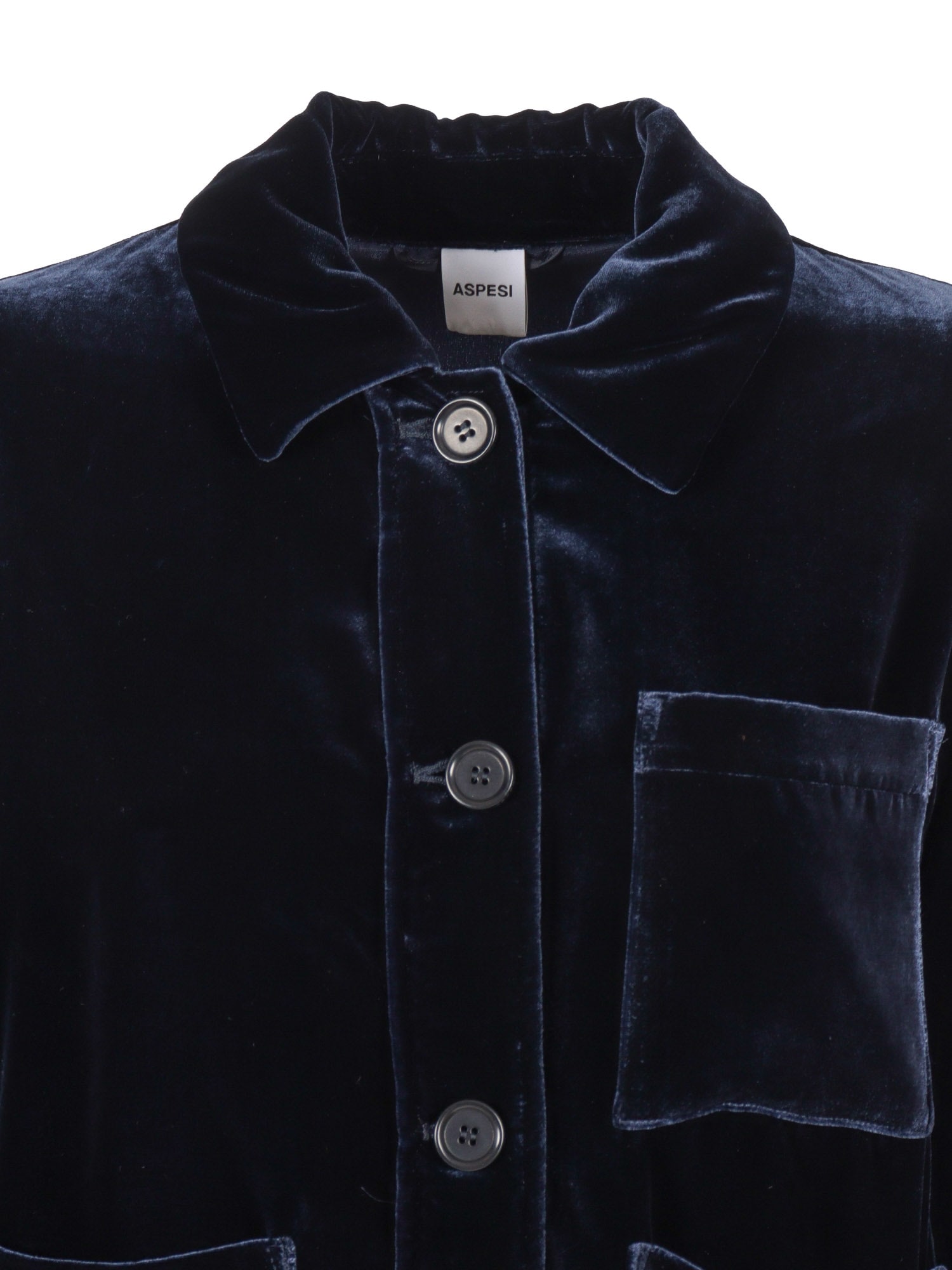 Aspesi Button-down Long-sleeved Casual Jacket In Blue