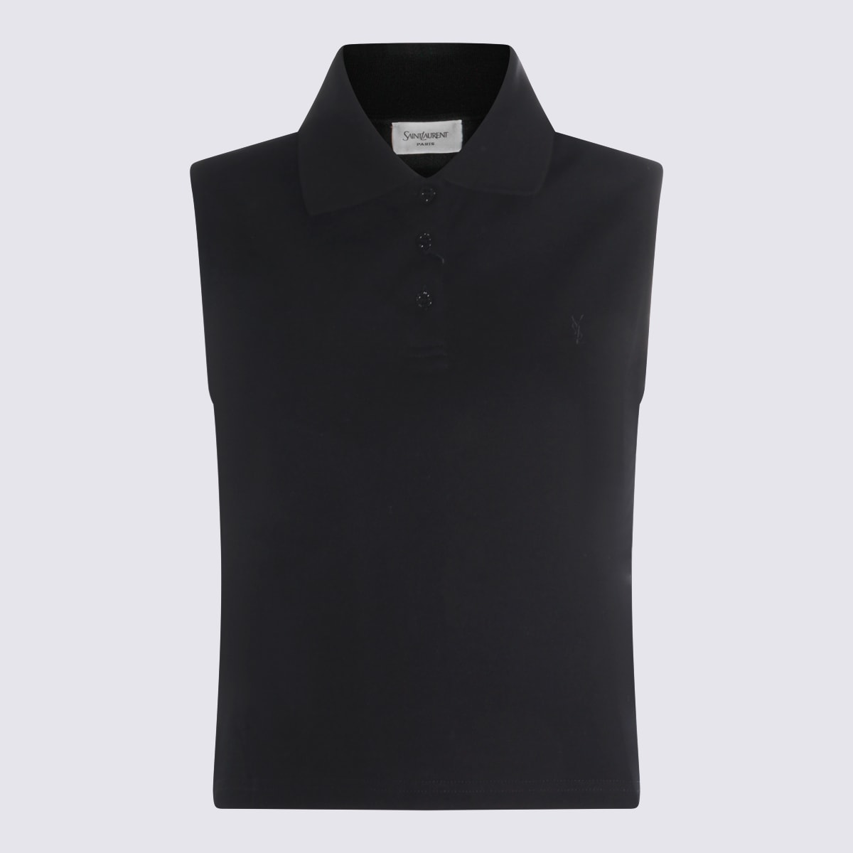 Saint Laurent Black Cotton Polo Shirt In Blue