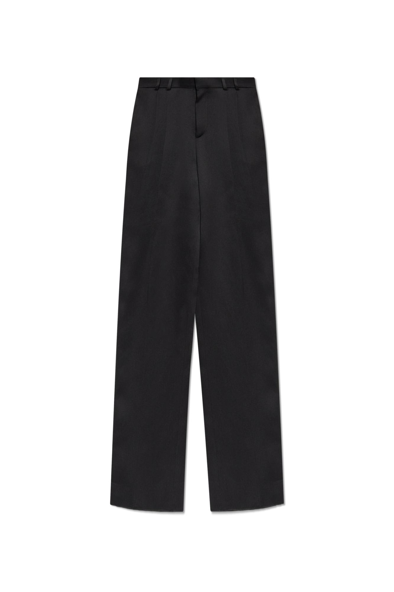 Shop Saint Laurent Silk High-waisted Pants In Noir