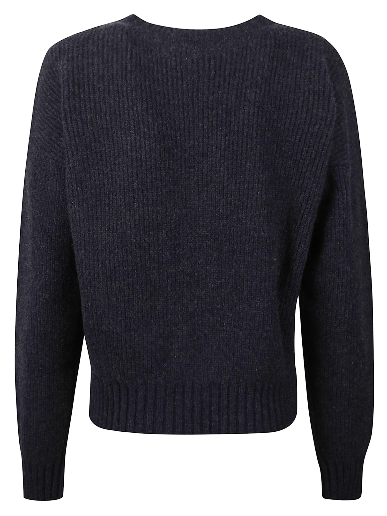 Giorgio Armani Ribbed-knit V-neck Sweater In Black