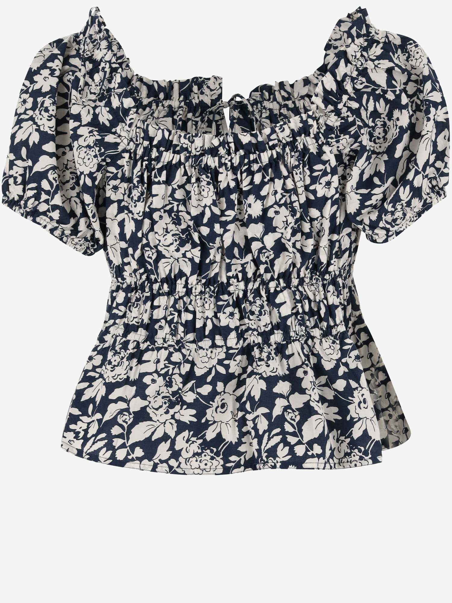 Shop Polo Ralph Lauren Cotton Blouse With Floral Pattern In Blue