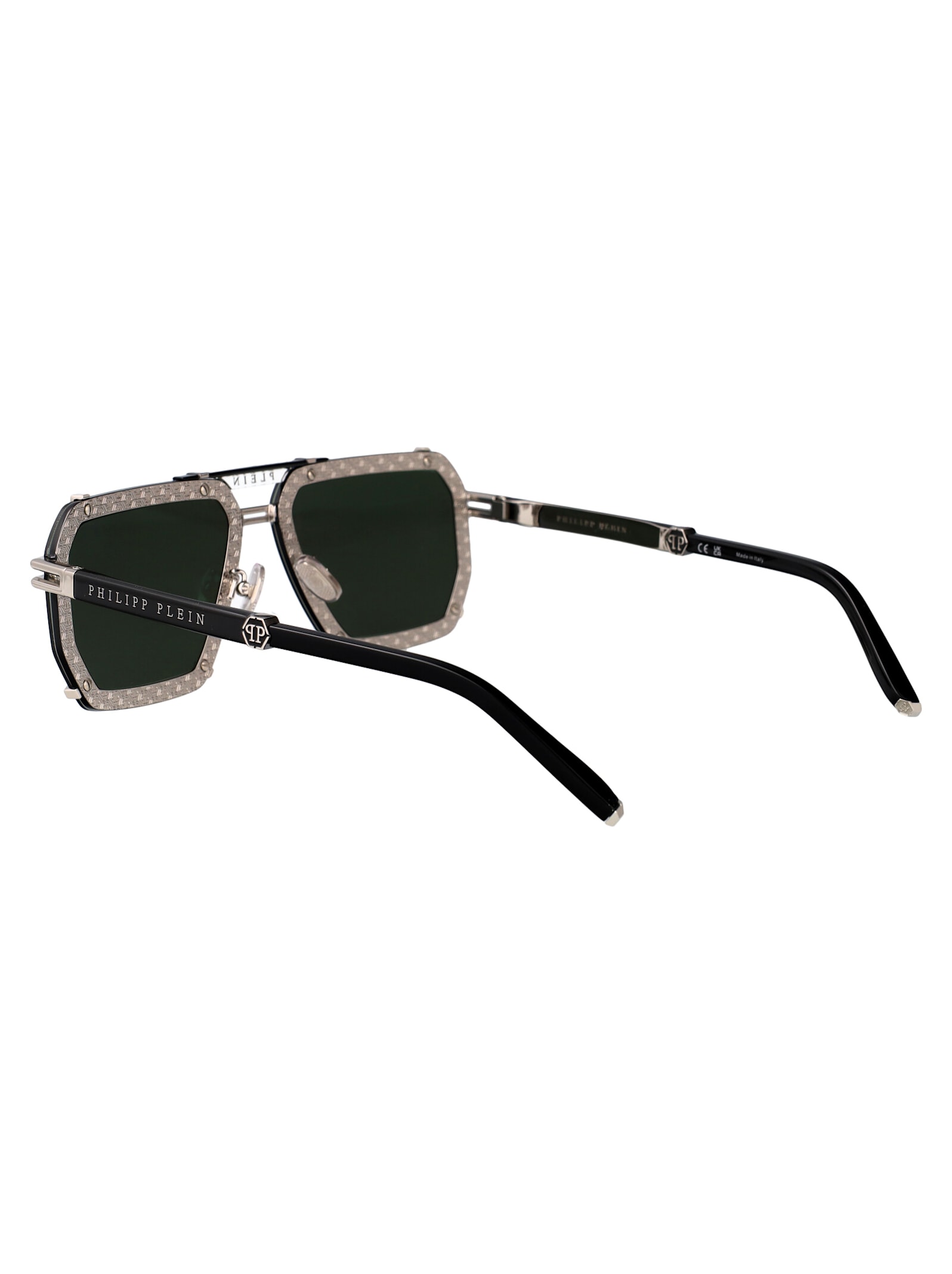 Philipp Plein Plein Legacy Sunglasses In Silver Green