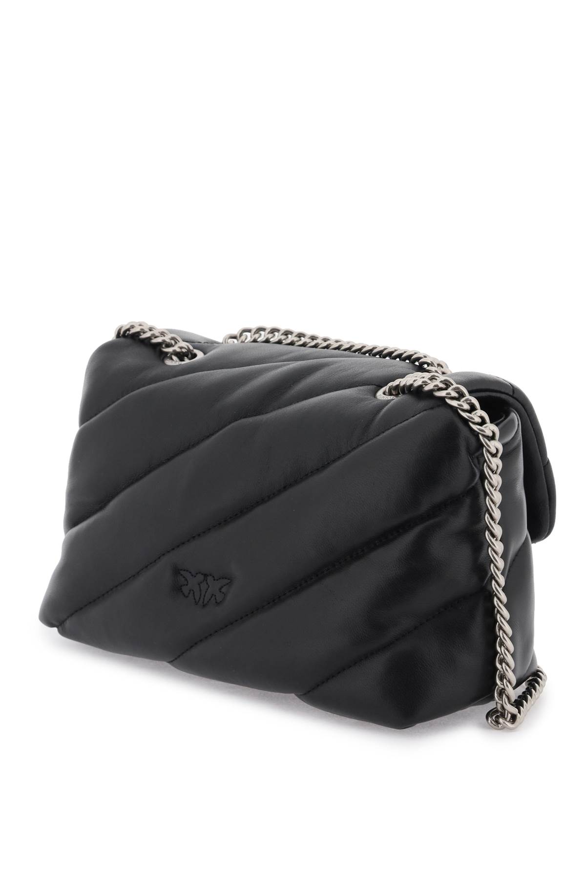 Pinko Love Mini Puff Shoulder Bag In Nero/old Silver