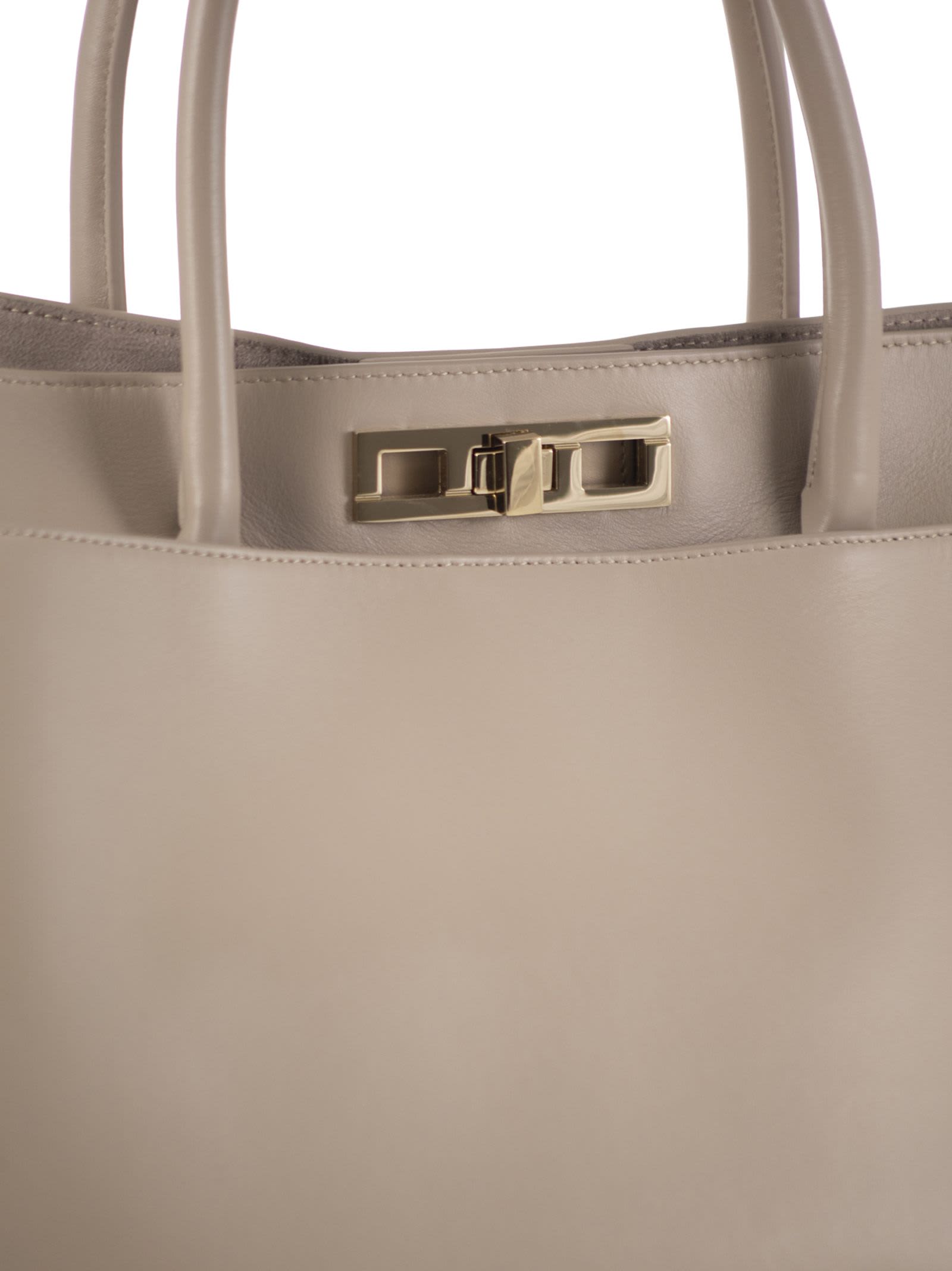 Fabiana Filippi Large Handbag With Metal Accessory In Beige