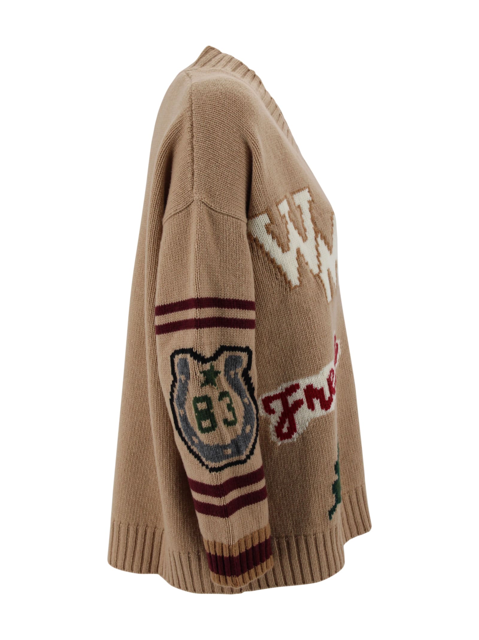 Weekend Max Mara Relaxed Fit Cardigan Made From Wool Yarn In Brown