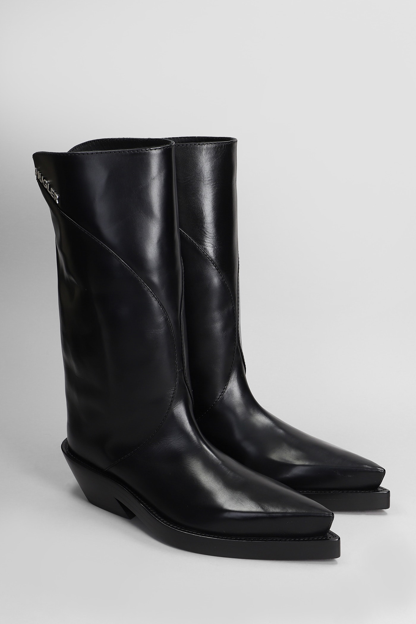 Shop Mugler Santiago Boot High Heels Ankle Boots In Black Leather