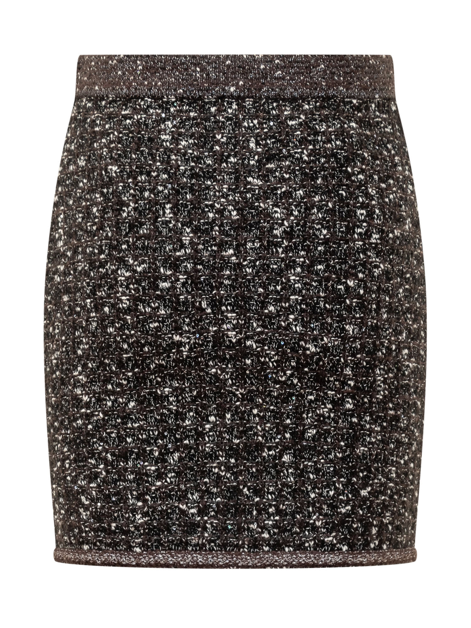 Pinko Vinacciolo Knitted Mini Skirt In Nero/marrone/bianco