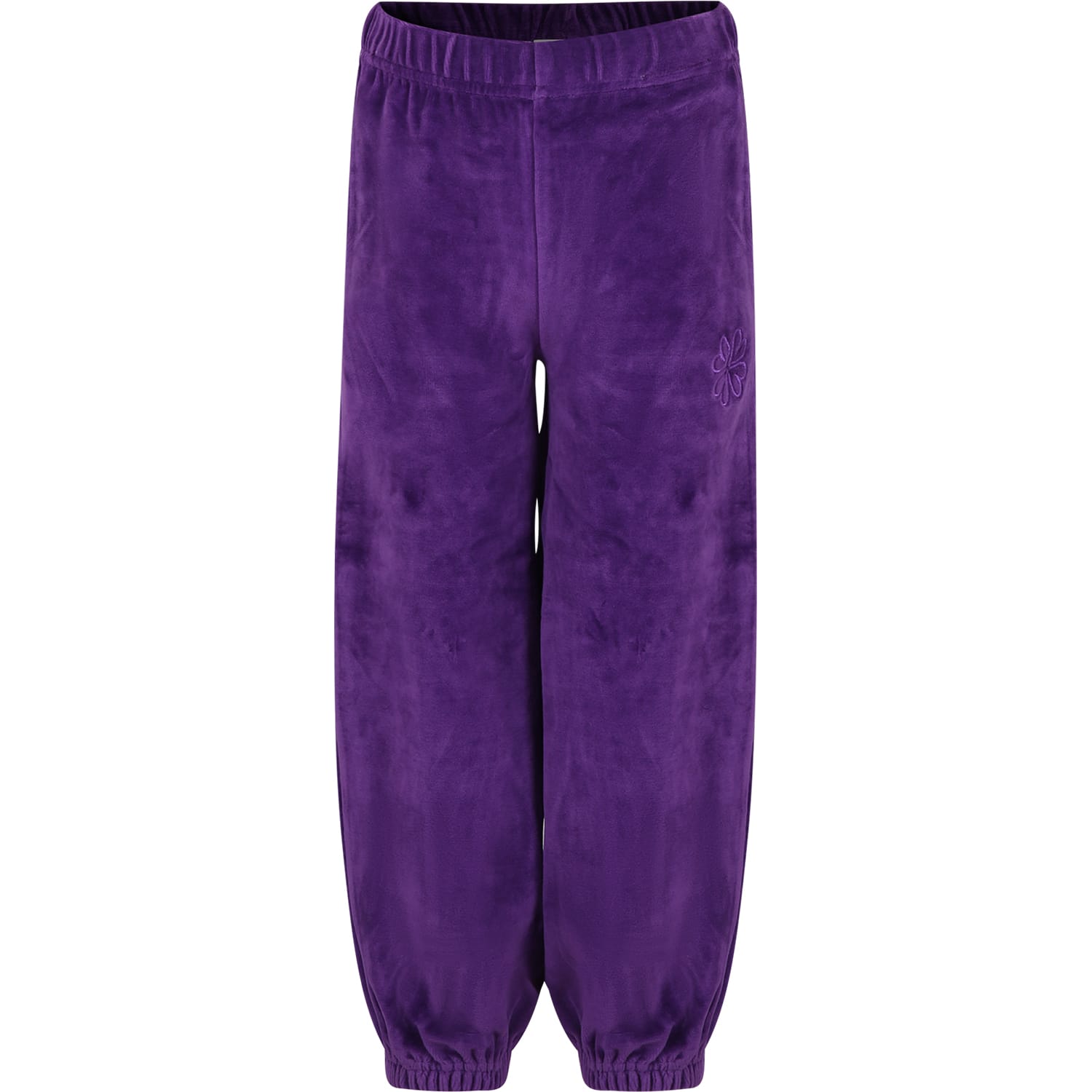 Molo Kids' Purple Trousers For Girl With Hearts In Violet