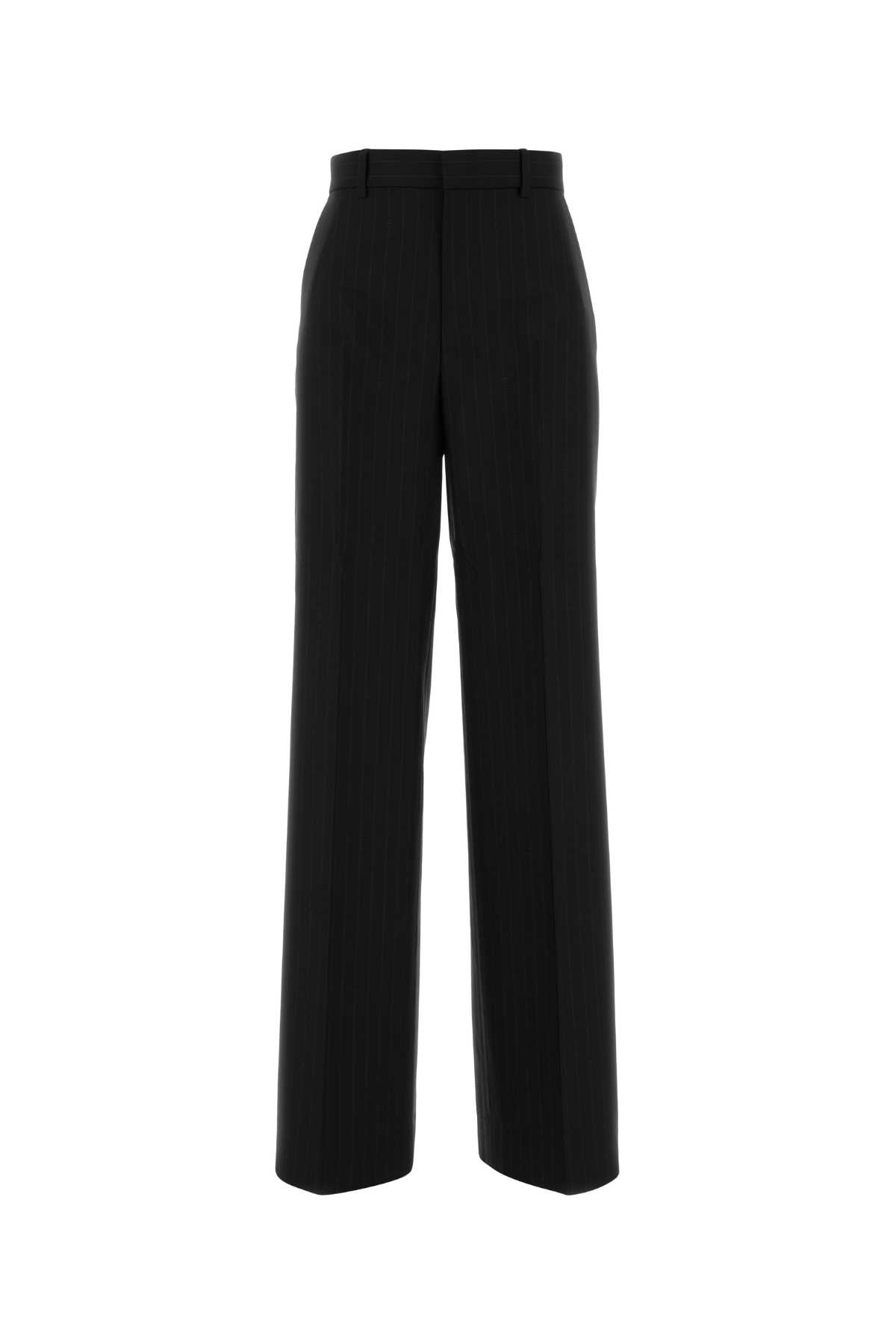 Gucci Charcoal Wool Wide-leg Pant In Black