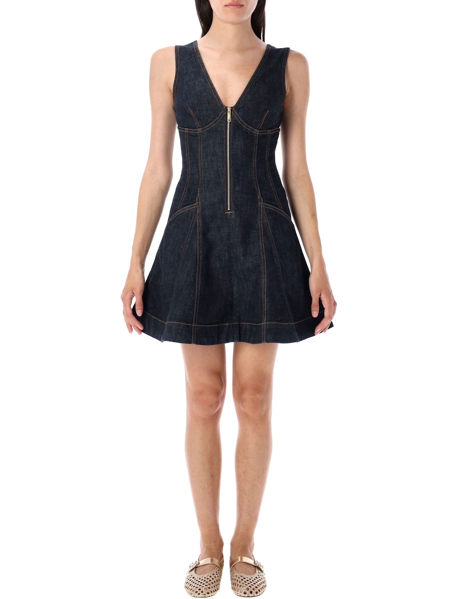 Self-portrait Self Portrait Women Indigo Denim Mini Dress In Black