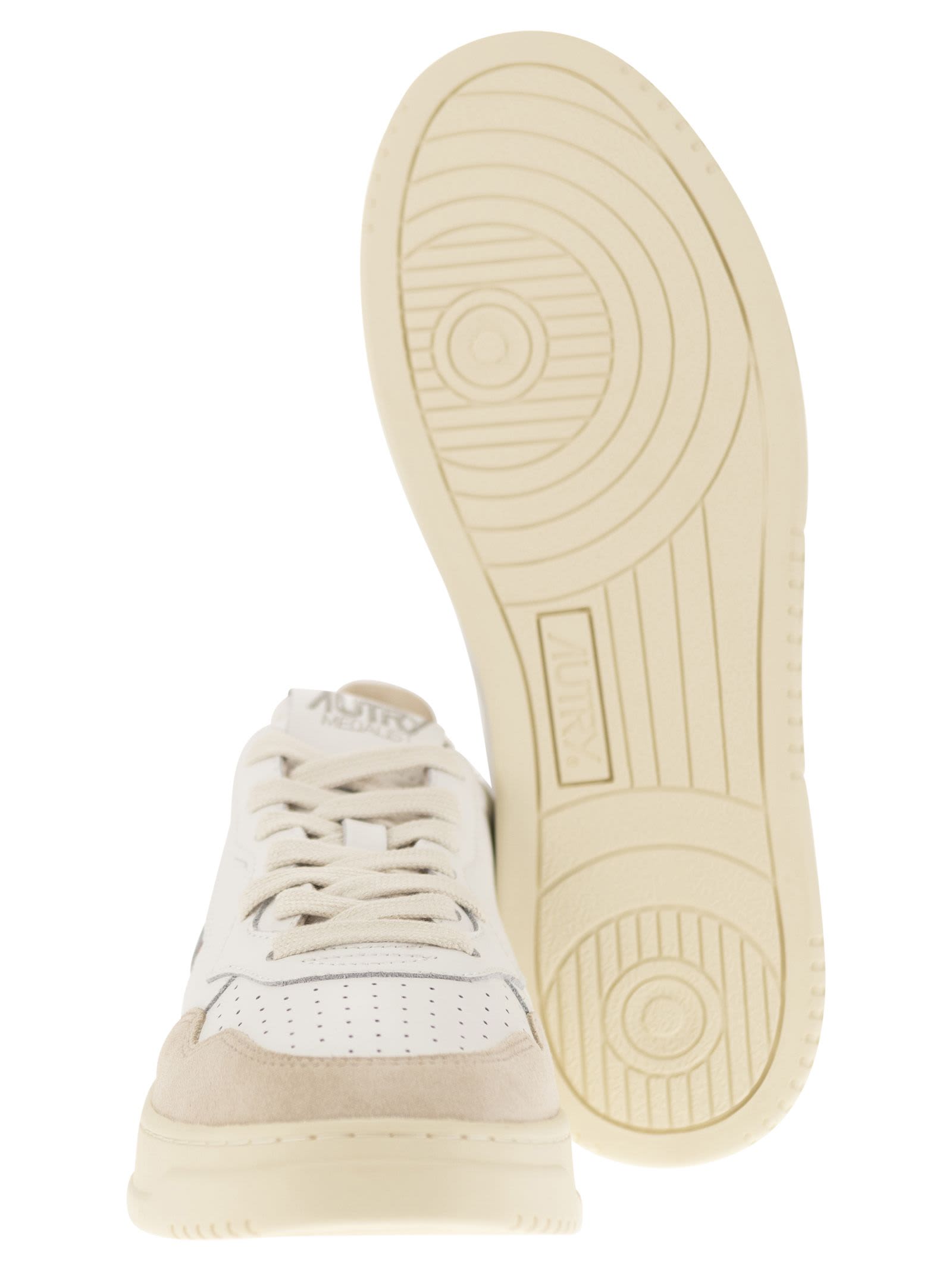 Shop Autry Medalist Low - Leather And Suede Sneakers In White Black