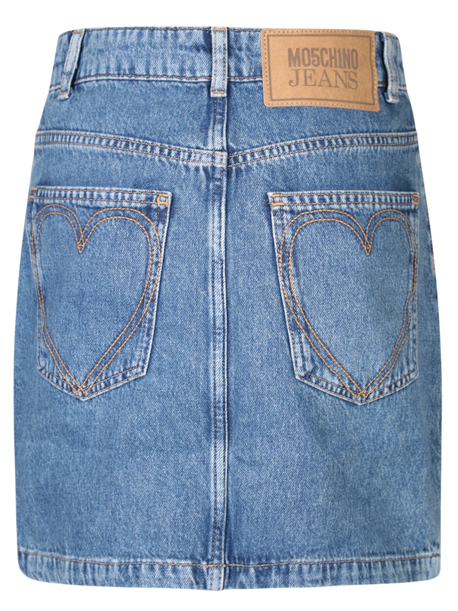 Shop Moschino Blue Denim Mini Skirt