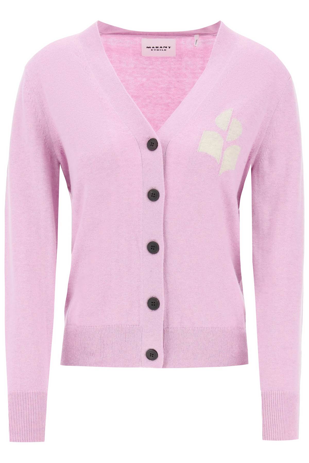 Shop Marant Etoile Karin Cardigan With Logo Intarsia In Lilac