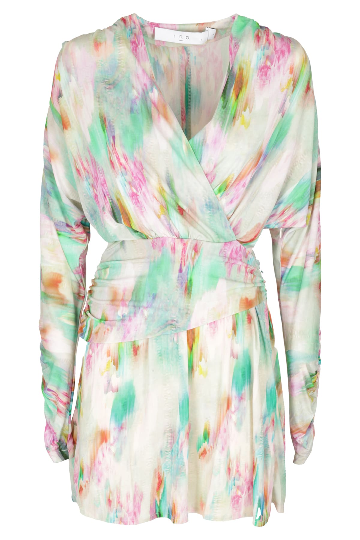 Iro Zola Short Wrap Dress In Green Multico