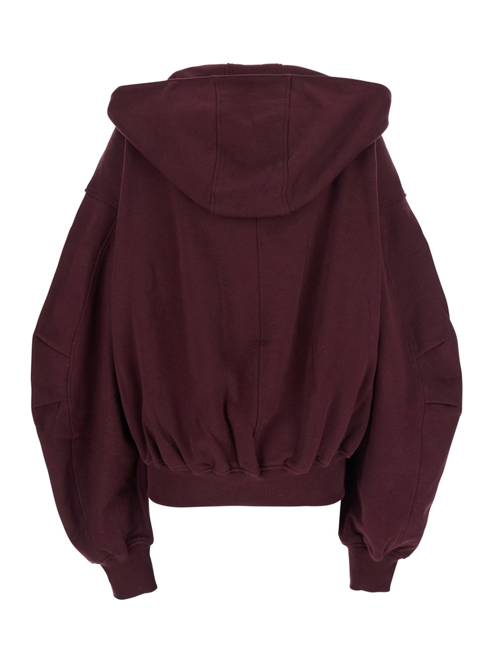 Attico Bordeaux Cropped Sweatshirt With Fixed Hood And Logo Lettering On The Front In Cotton Woman In Brown