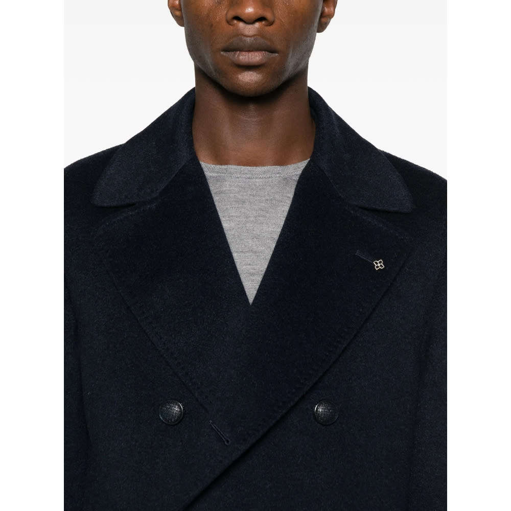 Tagliatore Double-breasted Coat In Blue