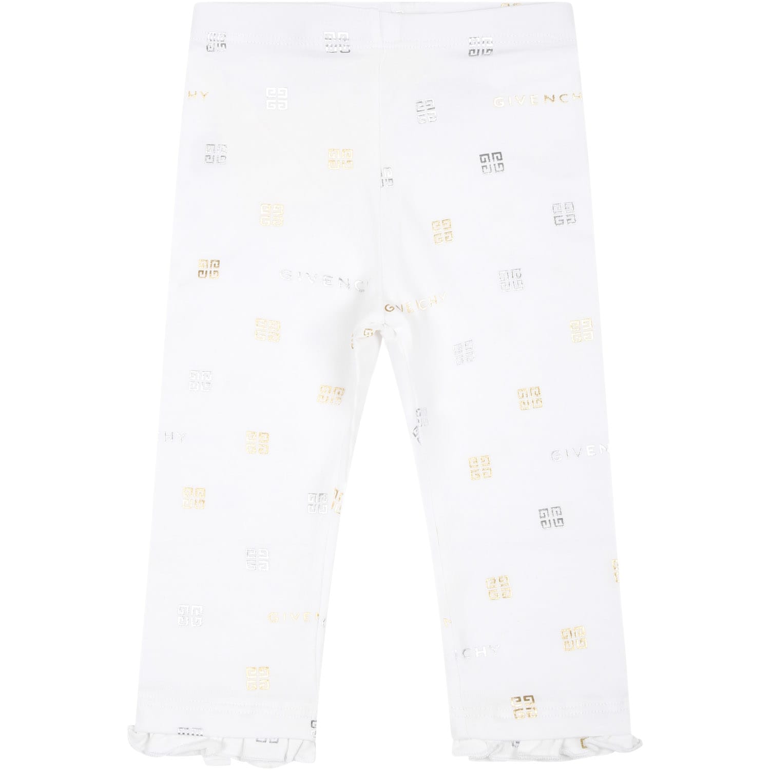 Givenchy White Leggings For Baby Girl With Logo And 4g Motif
