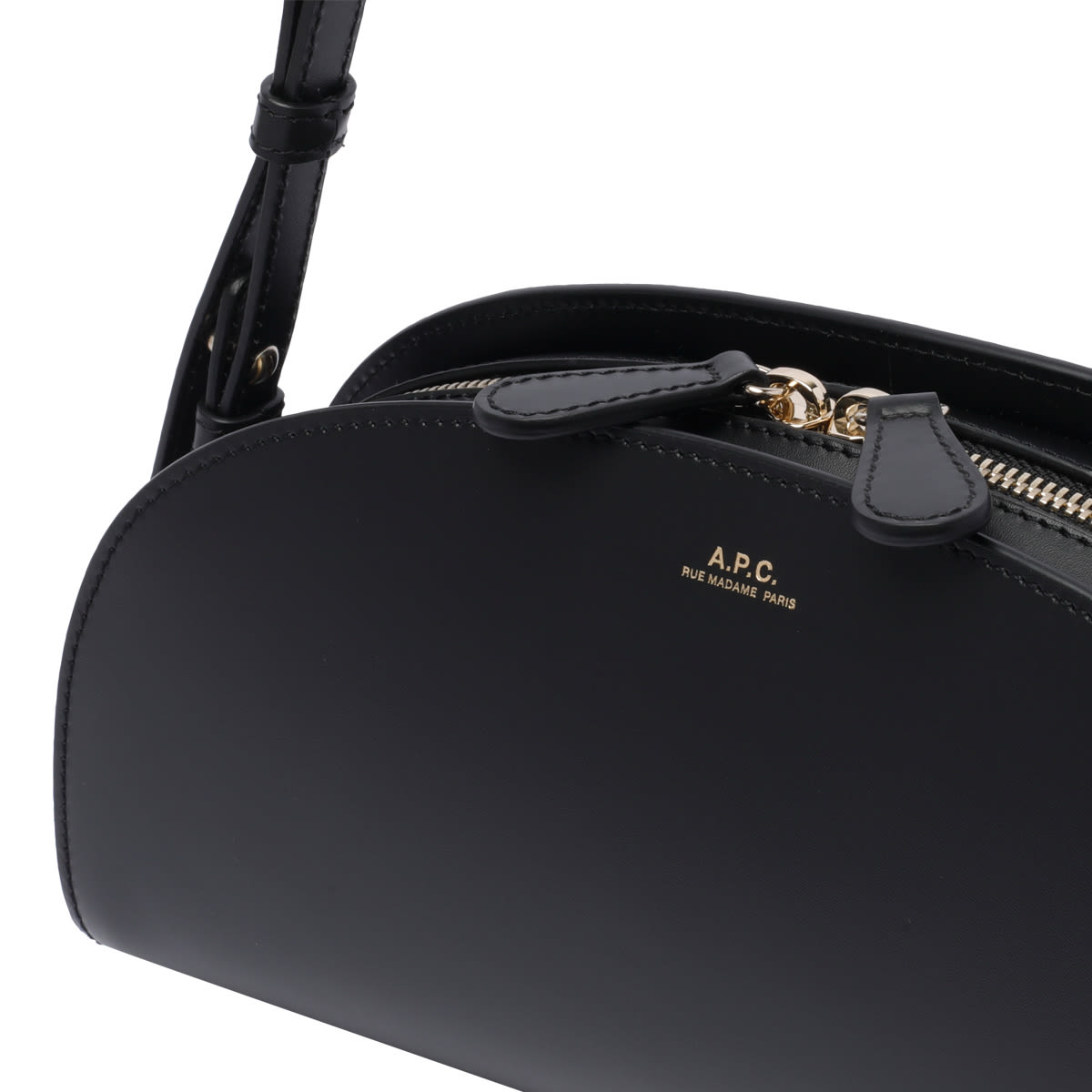 Apc Mini Demi-lune Structured Shoulder Handbag In Black