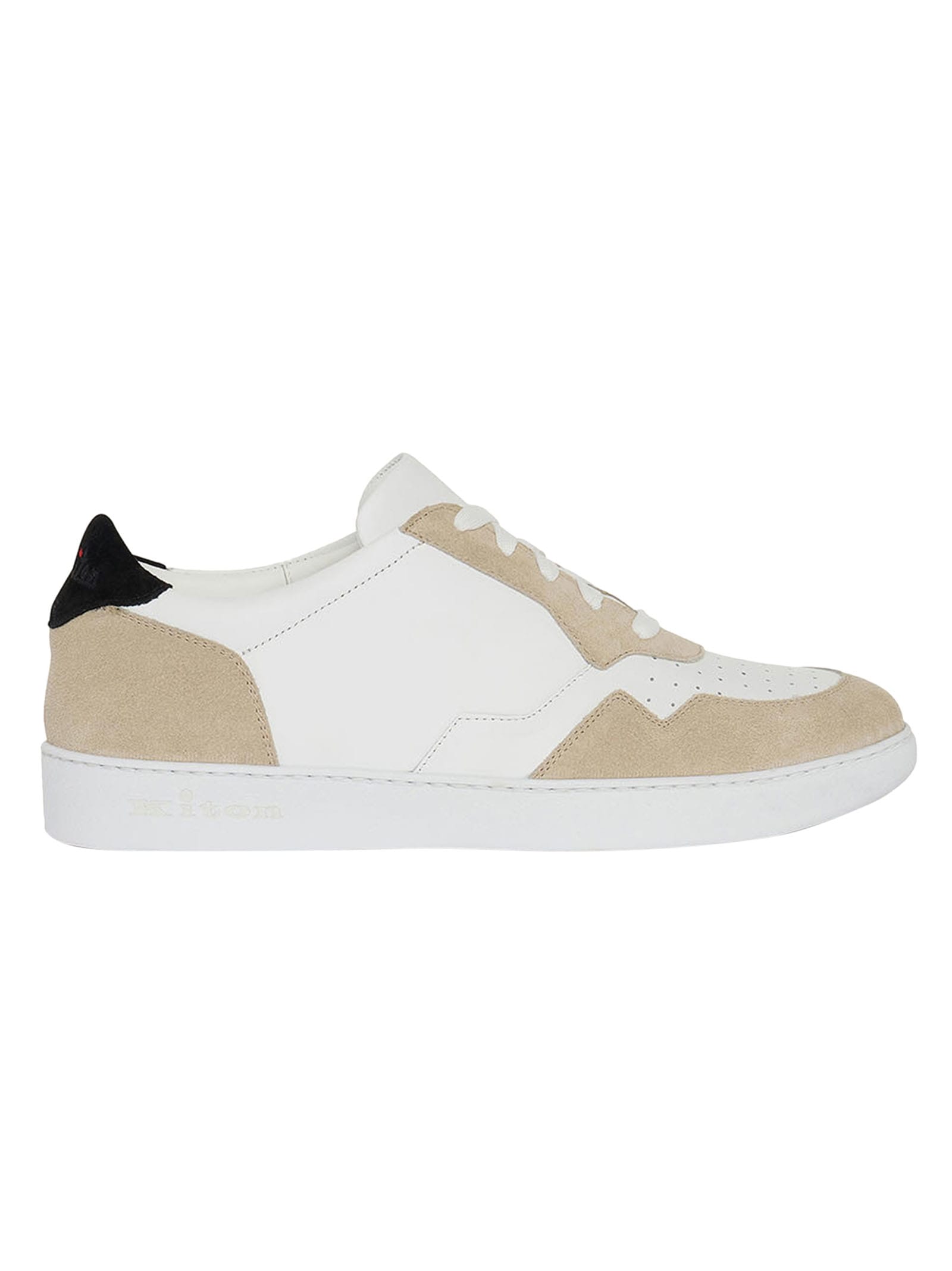 Shop Kiton Sneakers Calfskin In White/black