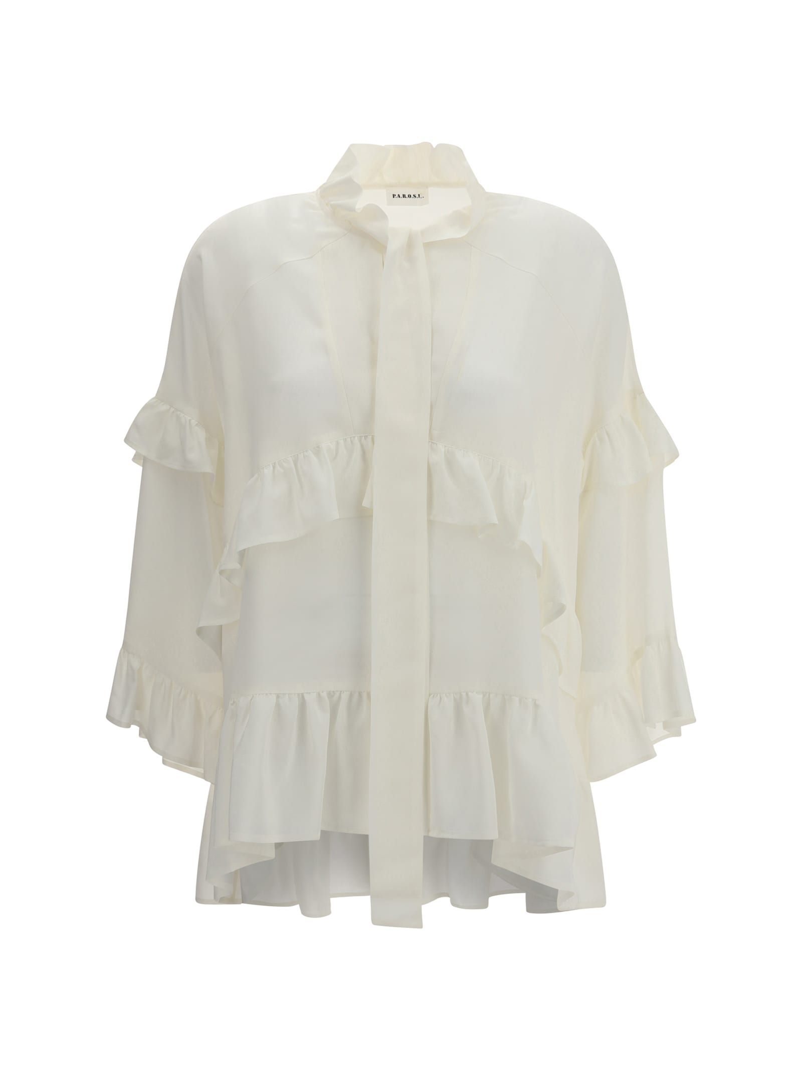 P.a.r.o.s.h Ruffle Blouse In White