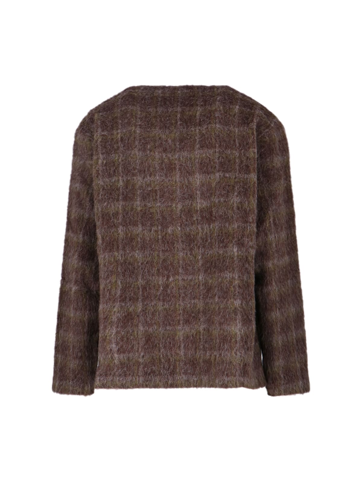 Our Legacy Checked Brushed-knit Cardigan In Brown