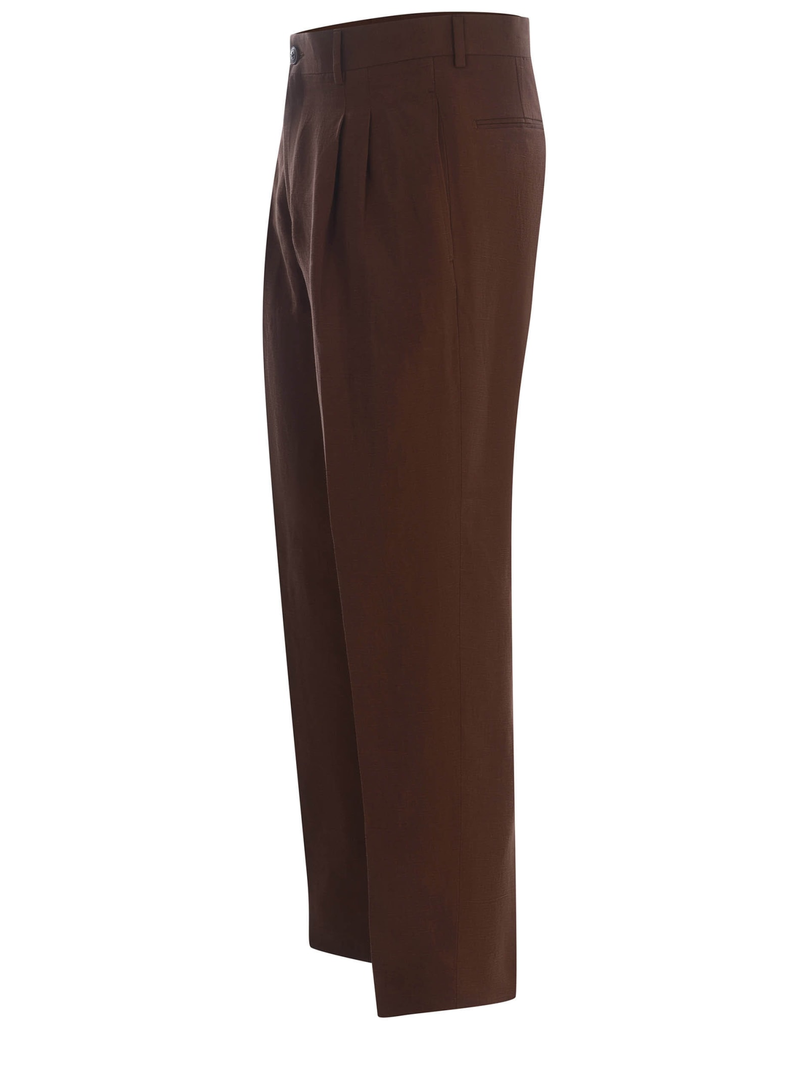 Shop Costumein Trousers  Matteo Made Of Fresh Wool In Marrone
