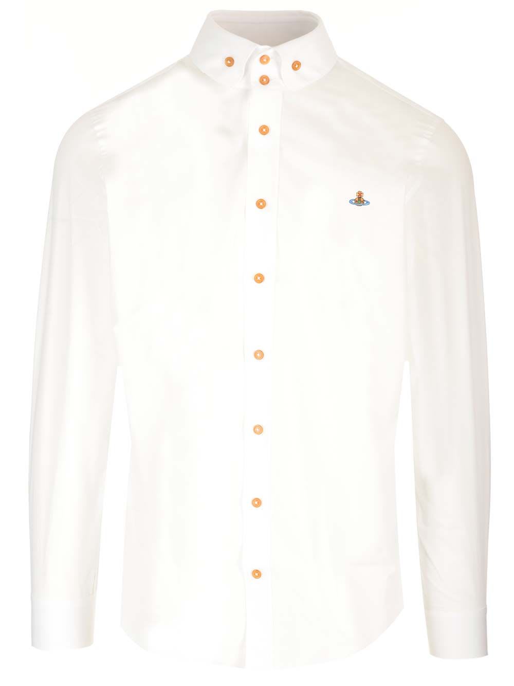 Vivienne Westwood Shirt With Subtle Orb Embroidery And Tailored Fit In White