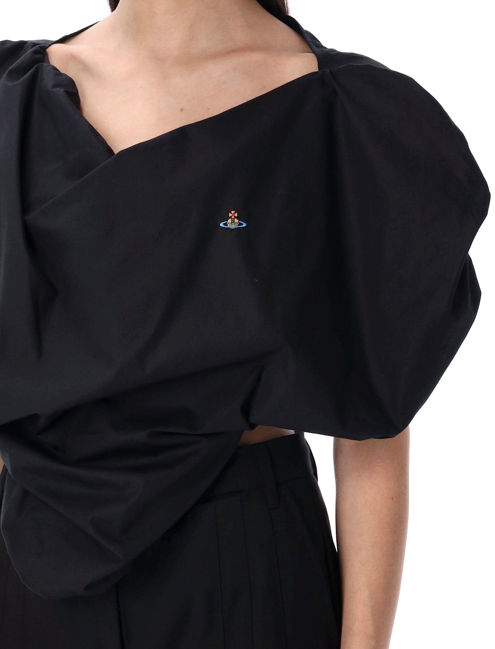 Vivienne Westwood Heart Top In Regenerative Poplin In Black