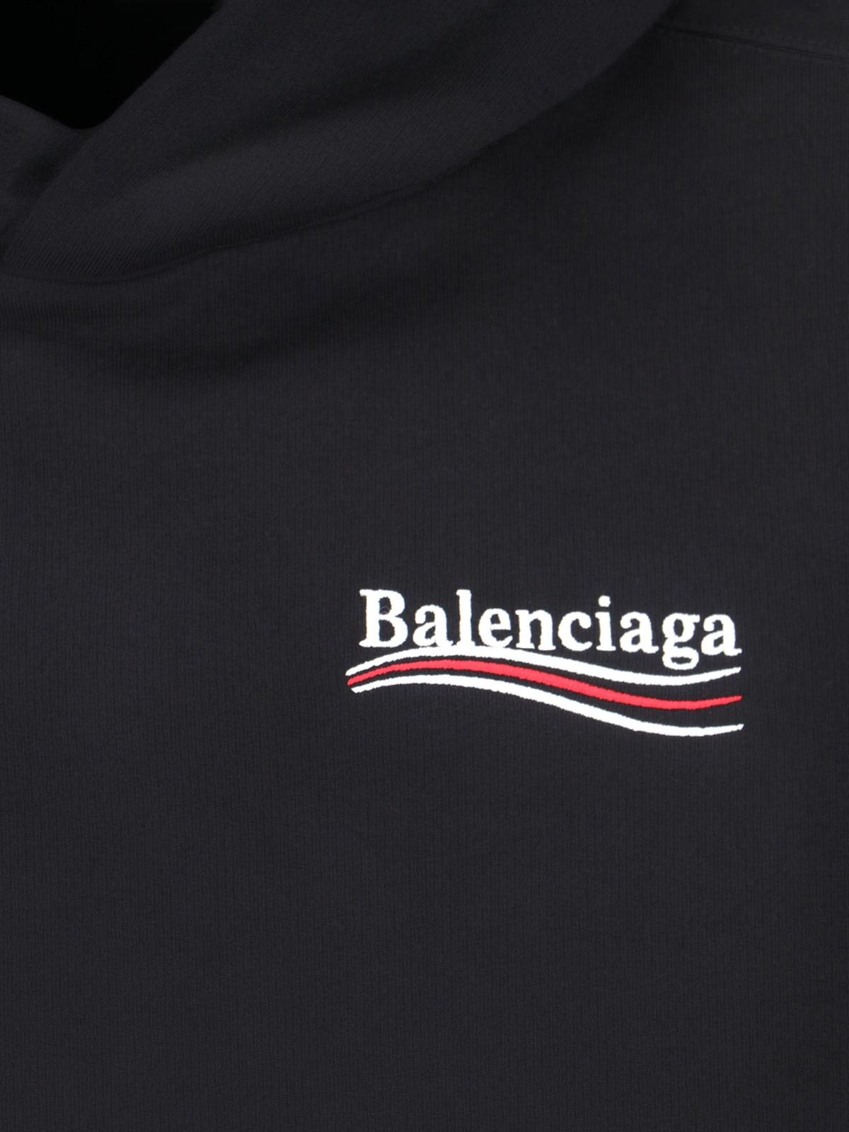 Shop Balenciaga Political Campaign Hoodie In Black White