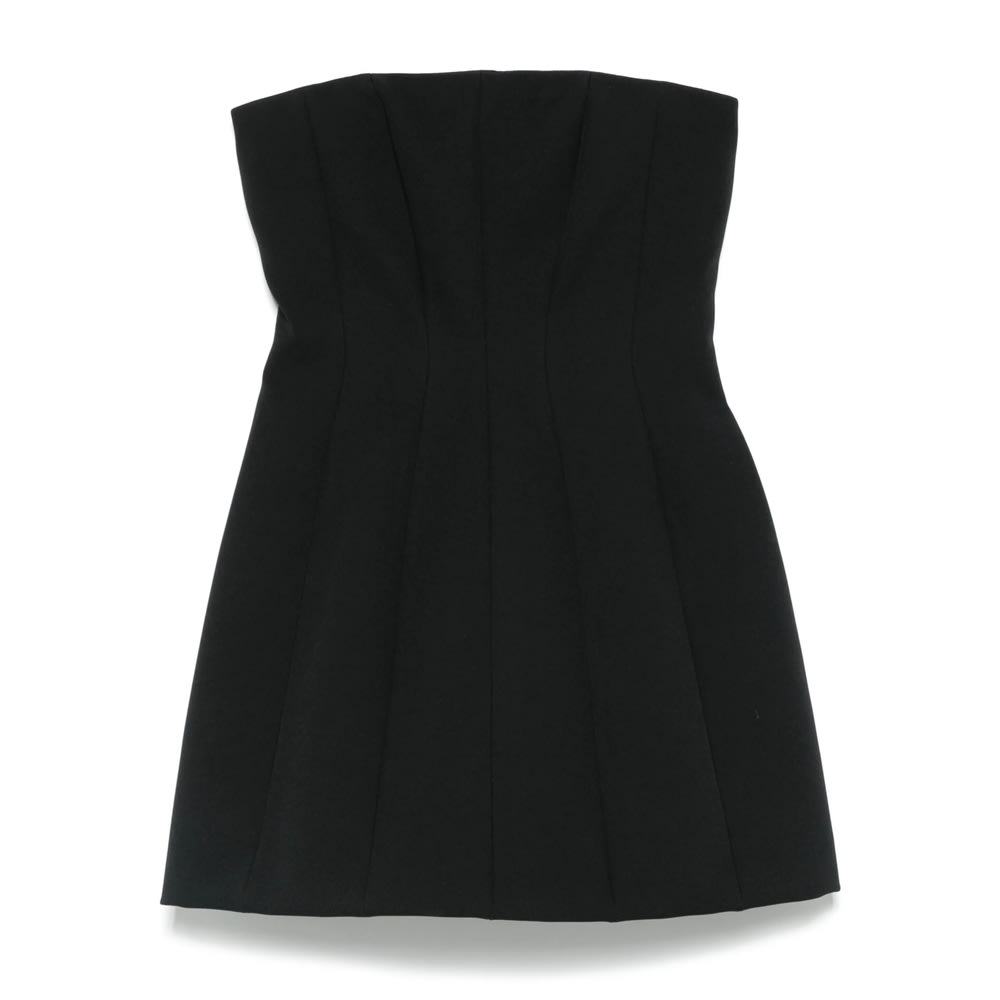 Max Mara Strapless Bustier Dress Side Pockets In Black