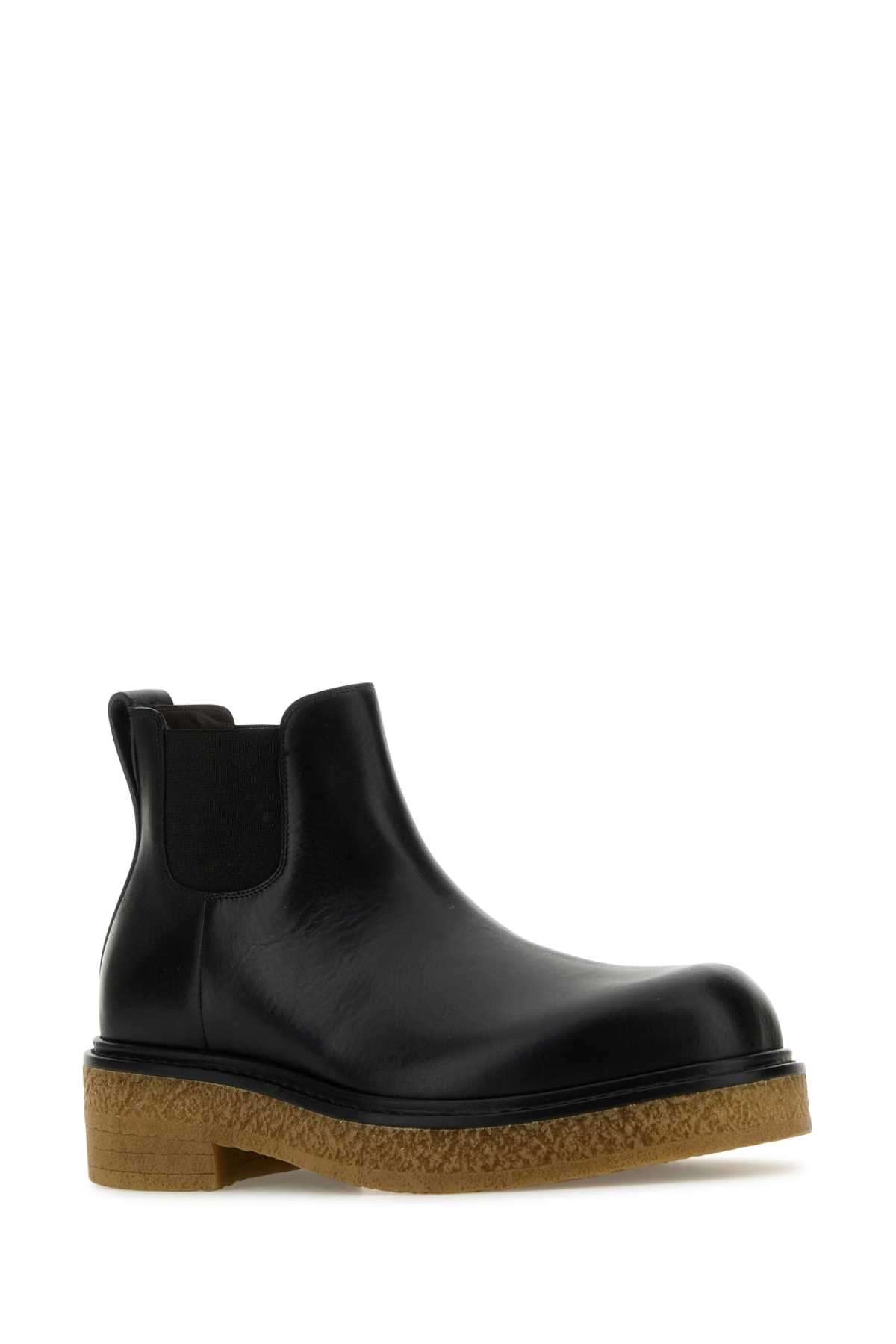 Shop Bottega Veneta Black Leather Haddock Ankle Boots