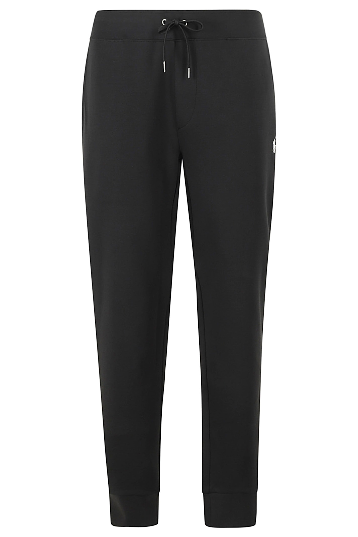 Polo Ralph Lauren Elastic Waistband Fleece Sweatpants With Ribbed Cuffs In Black