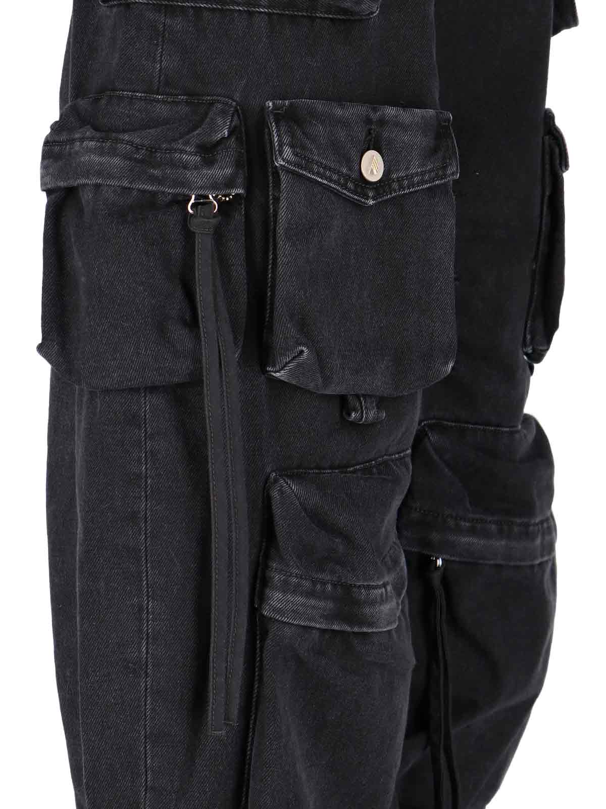 Shop Attico Oversized Cargo Jeans In Black