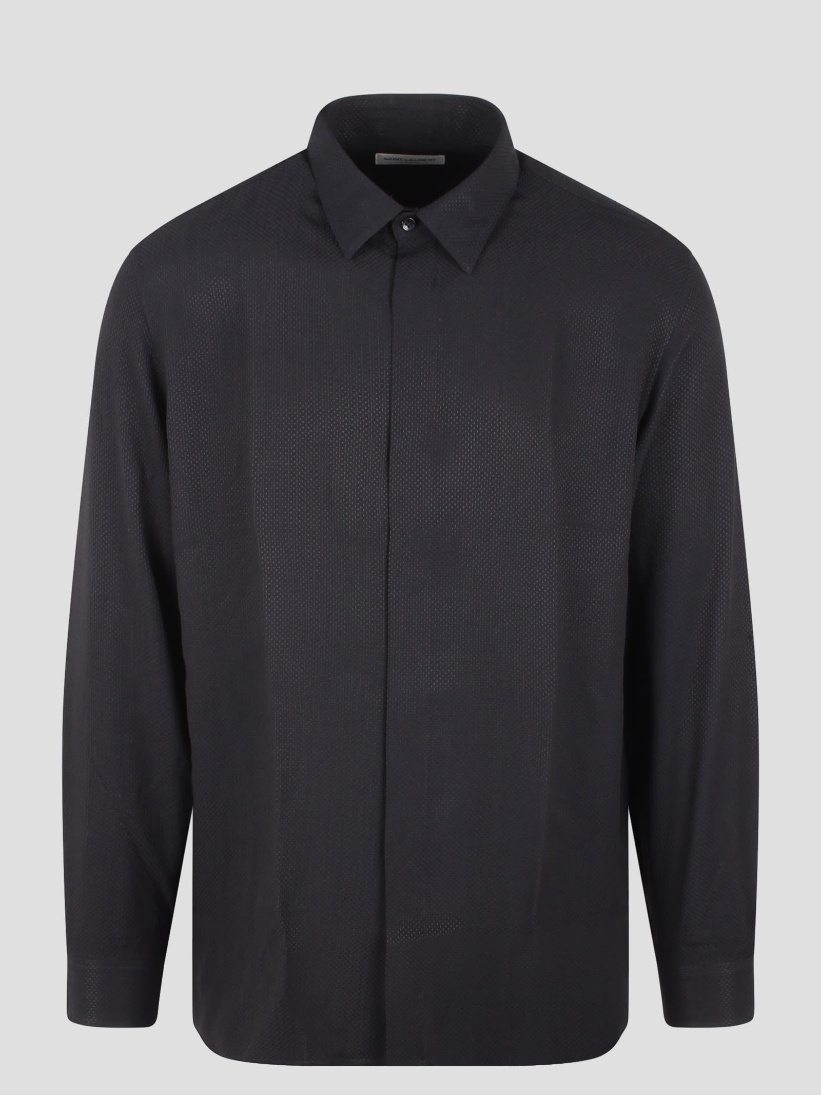 Shop Saint Laurent Piqué Shirt In Black