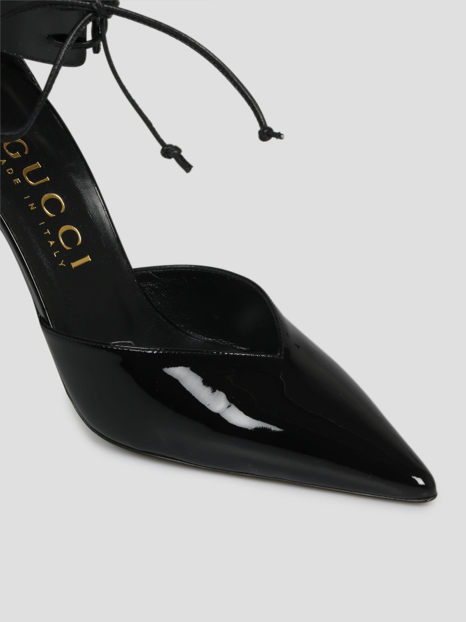 Gucci 90mm Miranda Patent Leather Pumps In Black