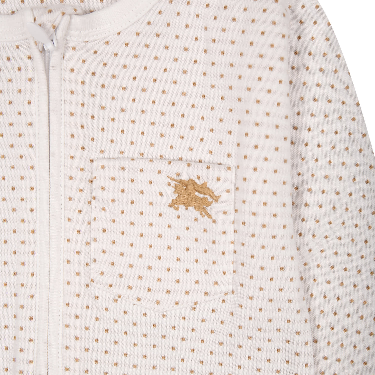 Shop Burberry White Set For Babies With Polka Dots And Logo