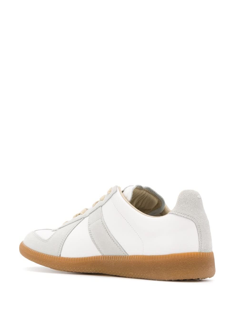 Shop Maison Margiela Womans Bicolor Leather Replica Sneakers In White