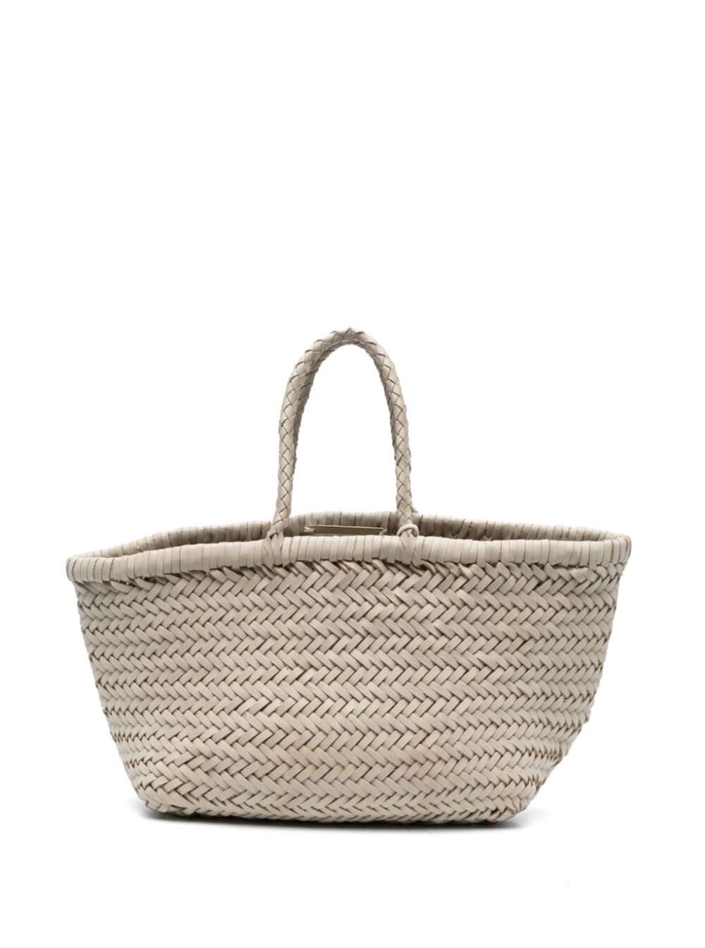 triple Jump White Small Tote Bag In Braided Leather Woman