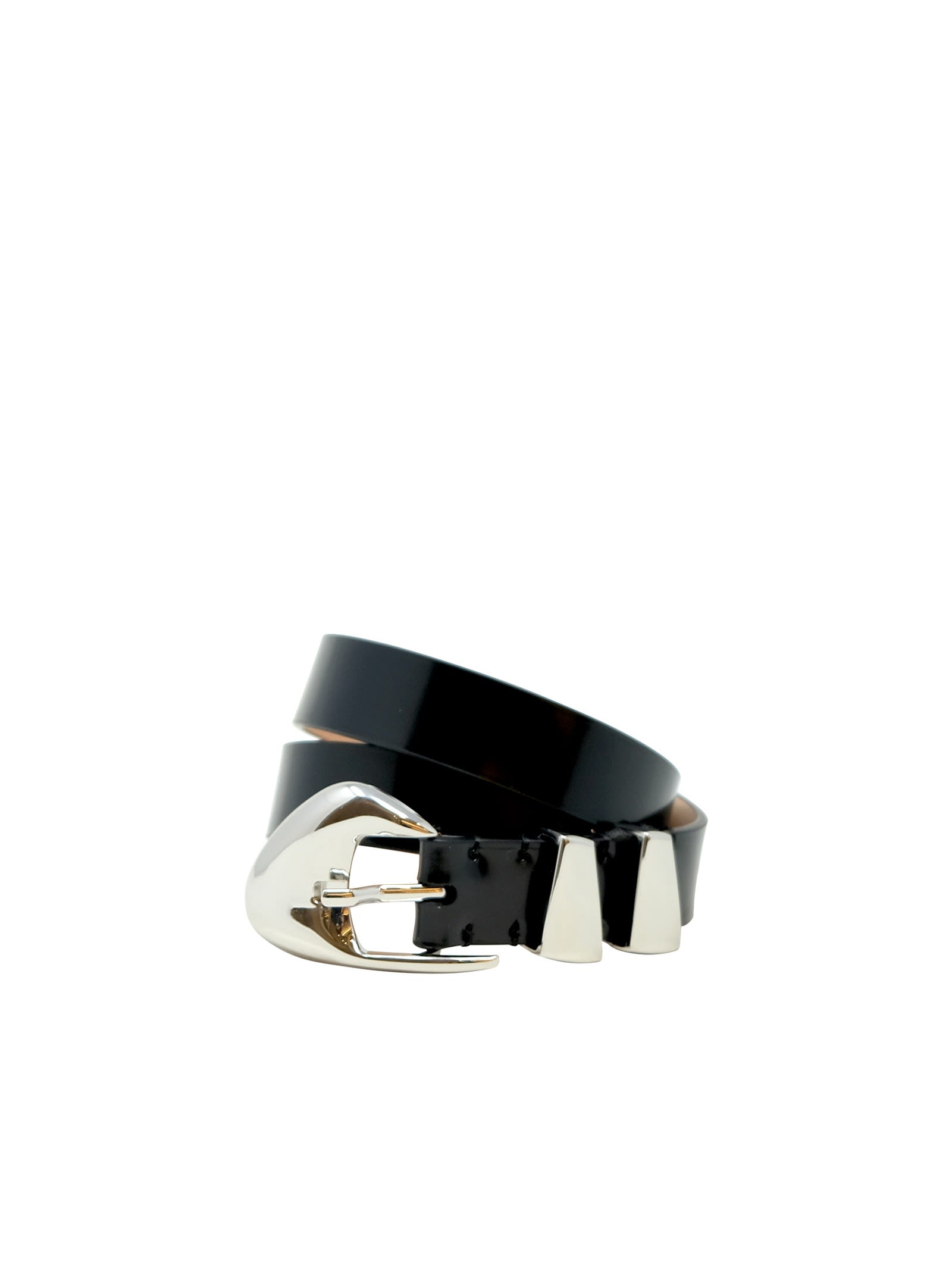 Shop By Far Black Patent Leather Moore Belt