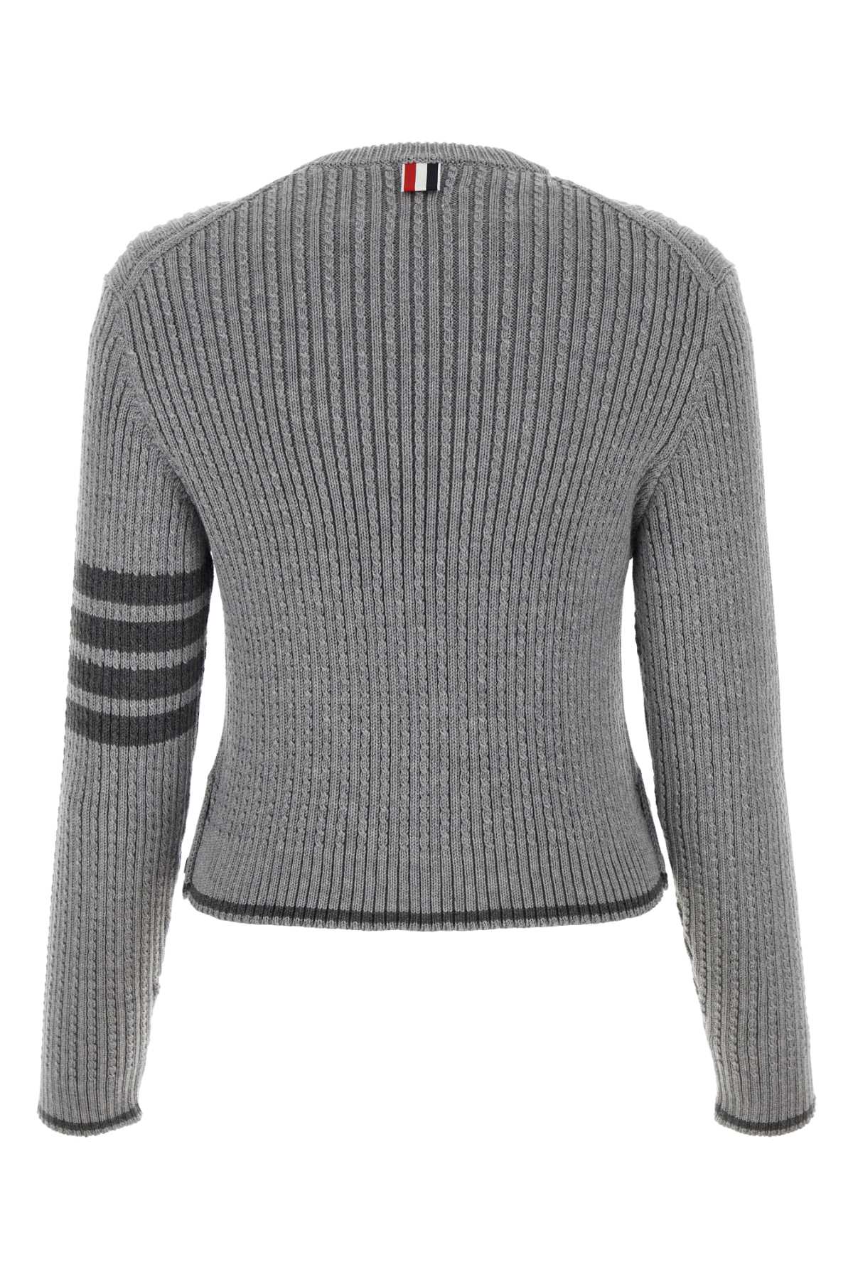 Shop Thom Browne Grey Wool Sweater In Ltgrey