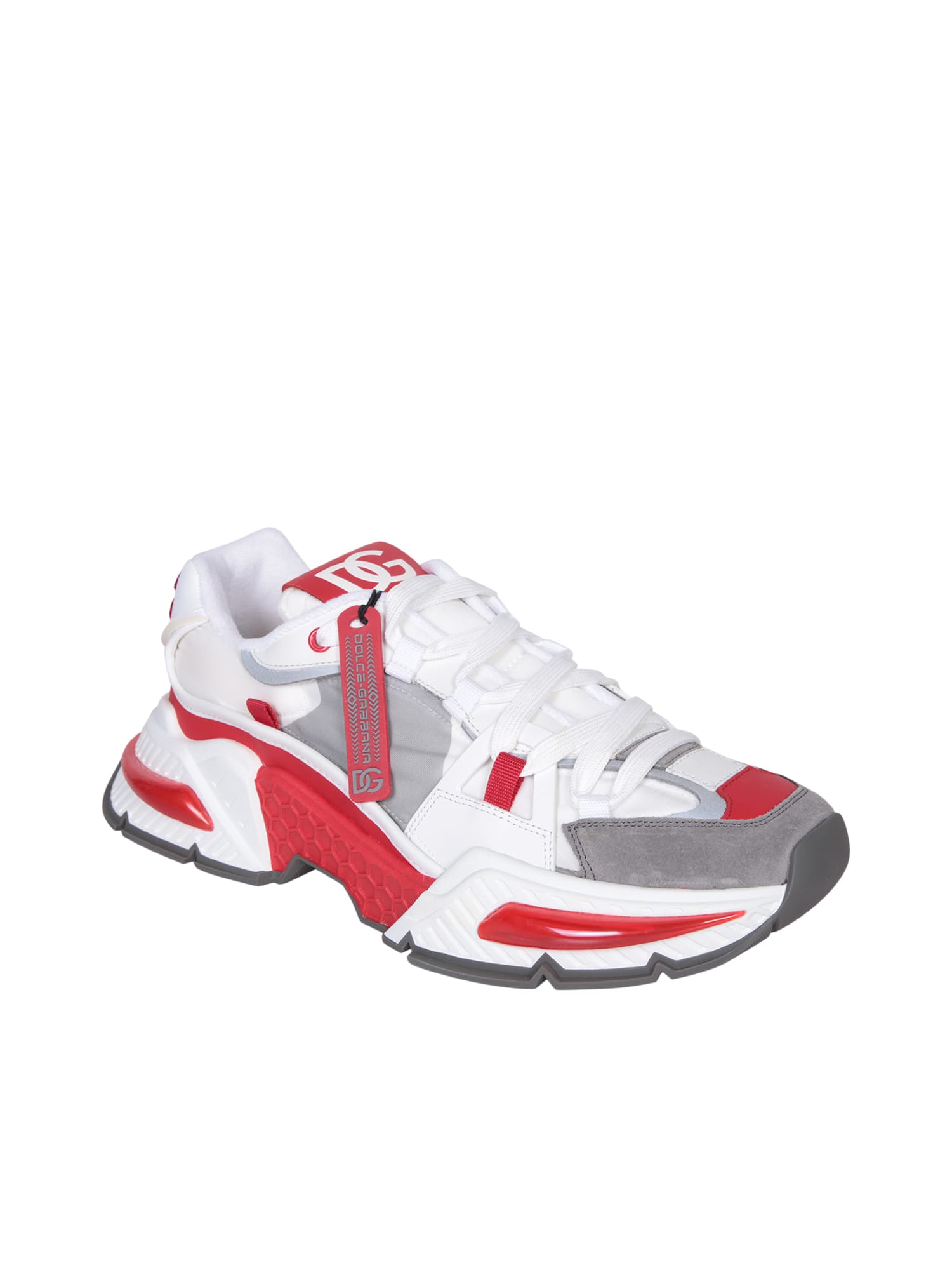 Shop Dolce & Gabbana Airmaster White And Red Sneakers