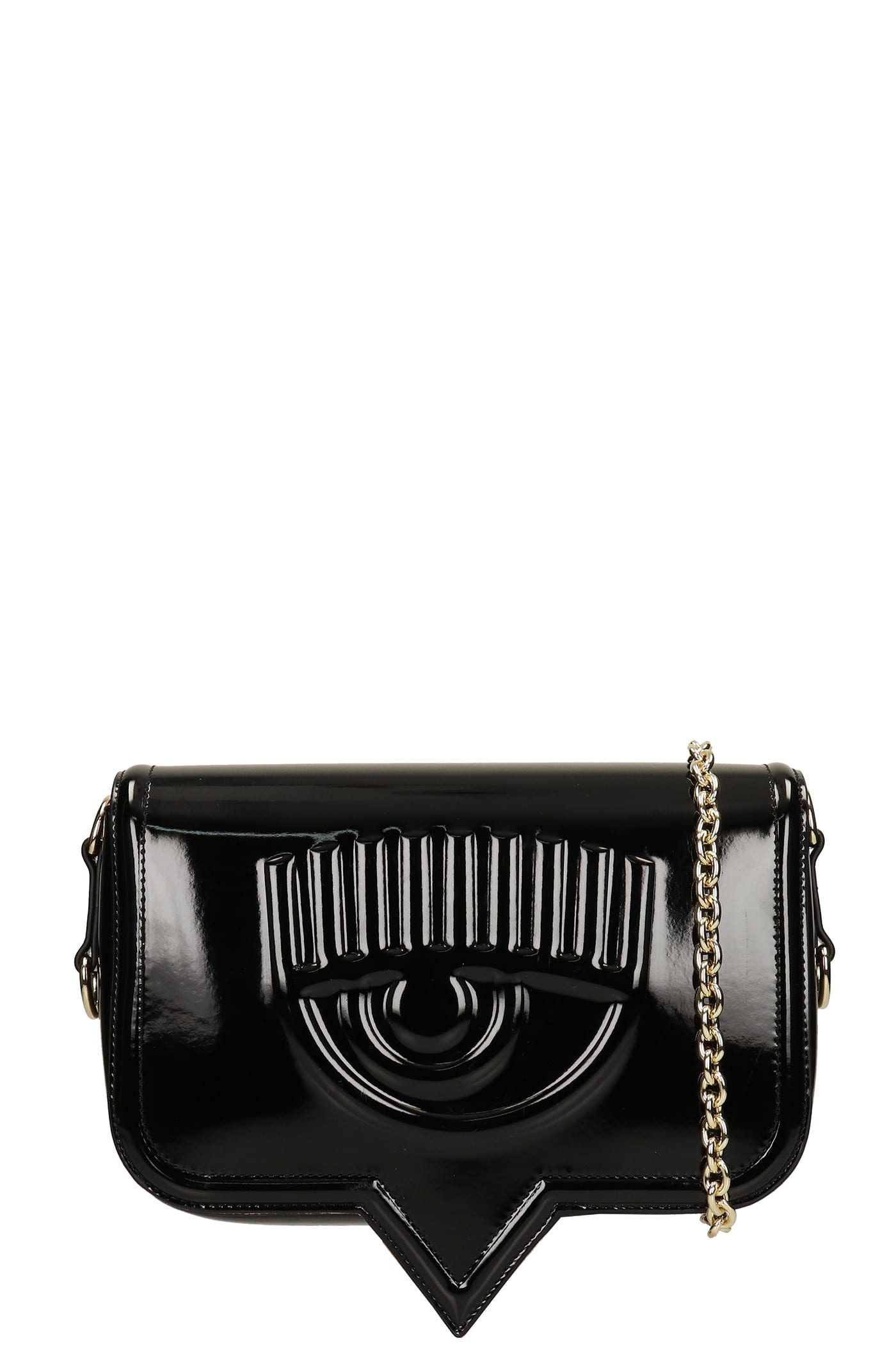 Chiara Ferragni Shoulder Bag In Black Patent Leather