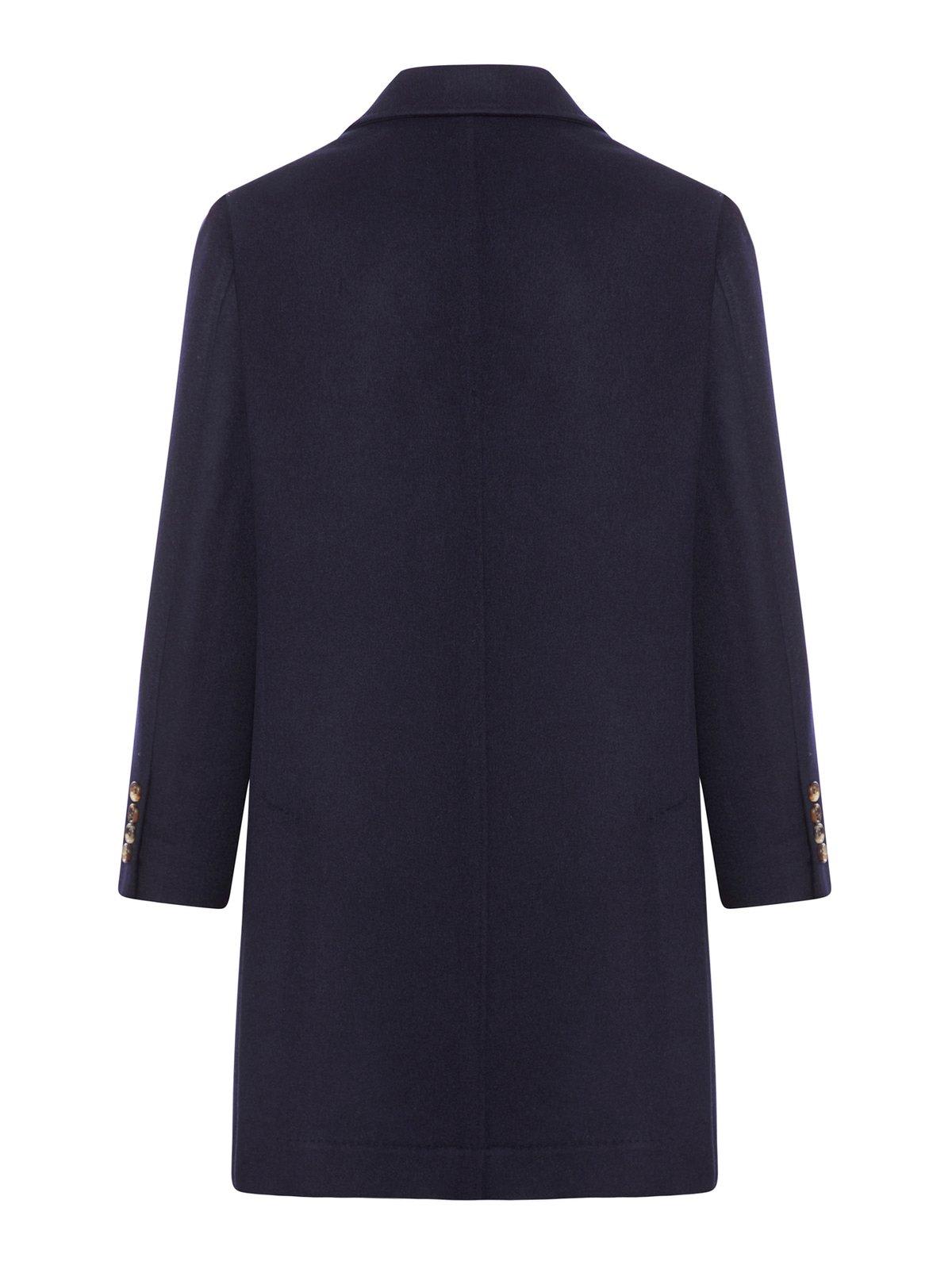 Shop Brunello Cucinelli Classic Buttoned Coat In Navy/antracite