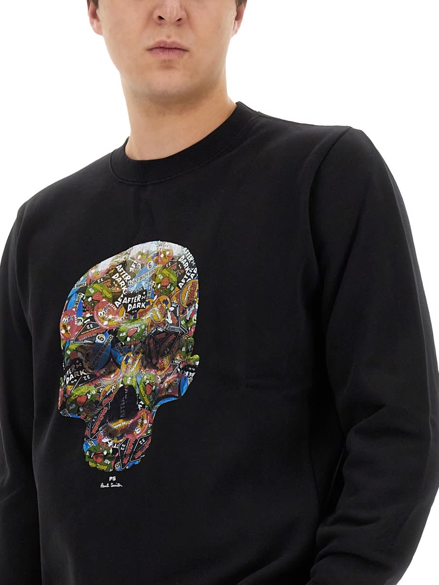 Shop Ps By Paul Smith Skull Sticker Print Sweatshirt In Black