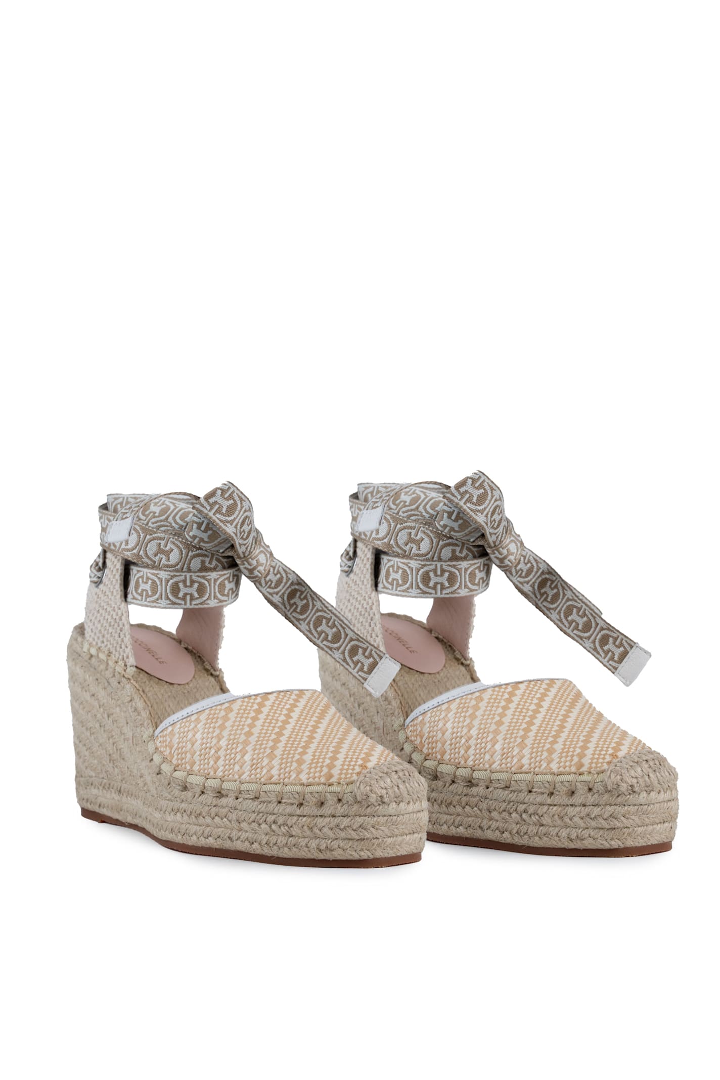 Coccinelle Praia Bicolor Straw Espadrille Wedges