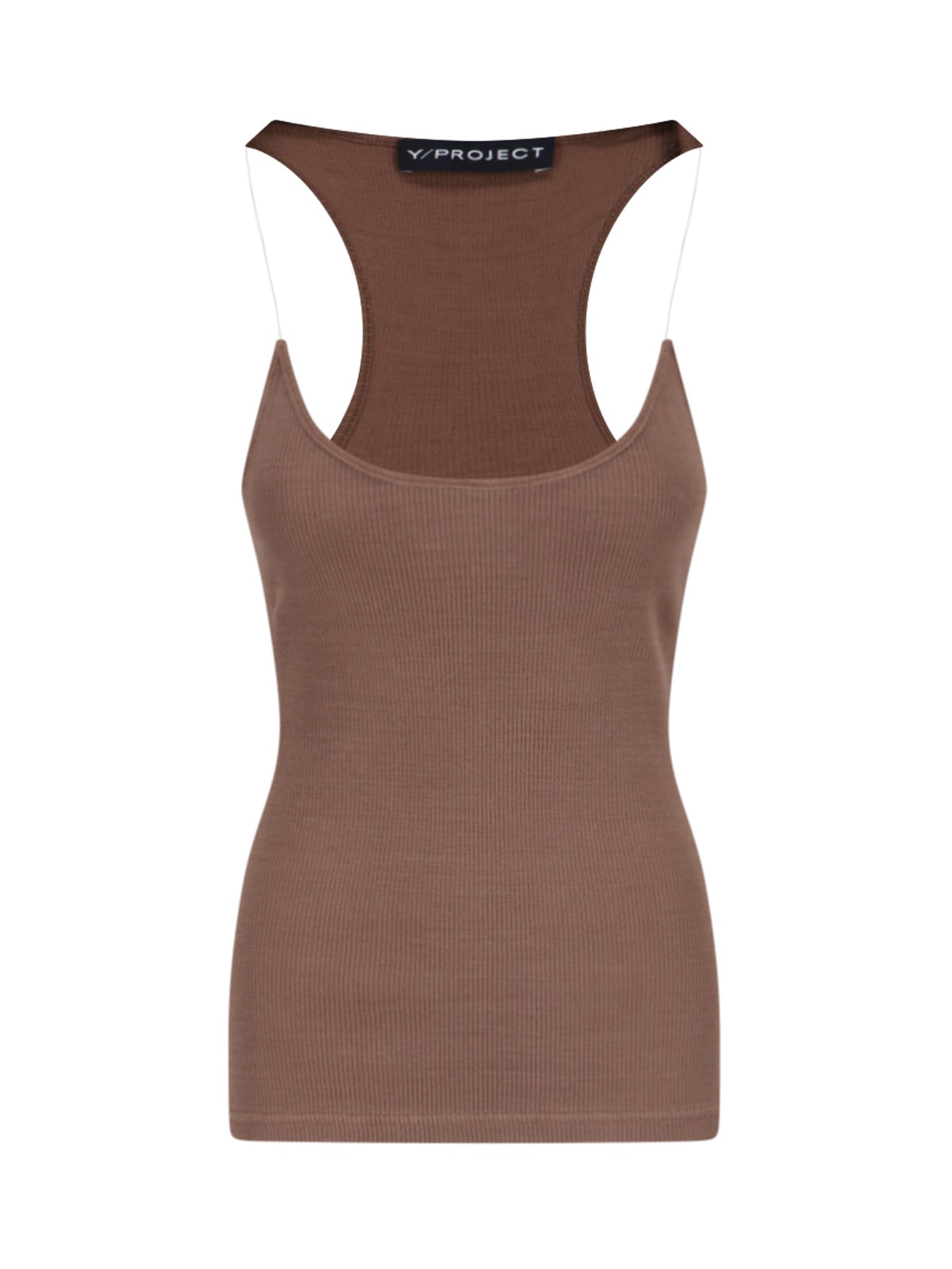 Shop Y/project Invisible Shoulder Straps Tank Top In Brown