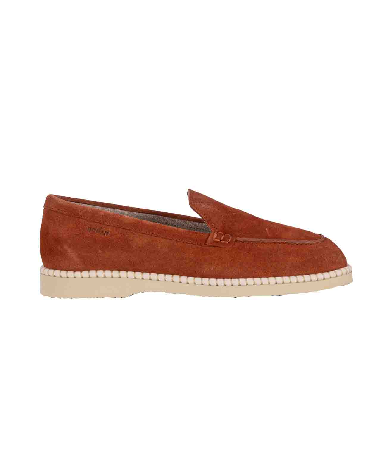 Hogan Leather Moccasin In Brown