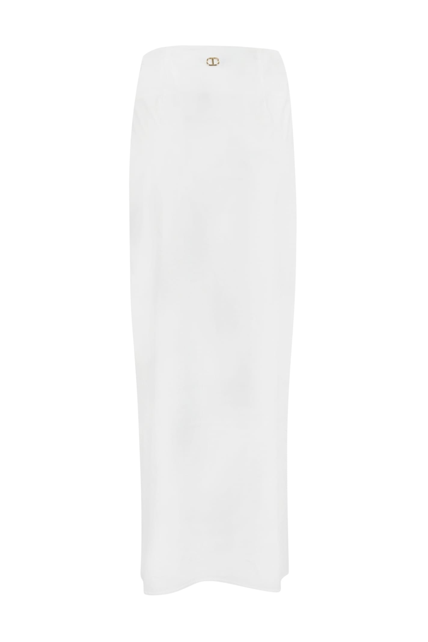 Twinset Asymmetric Poplin Skirt In Bianco Ottico