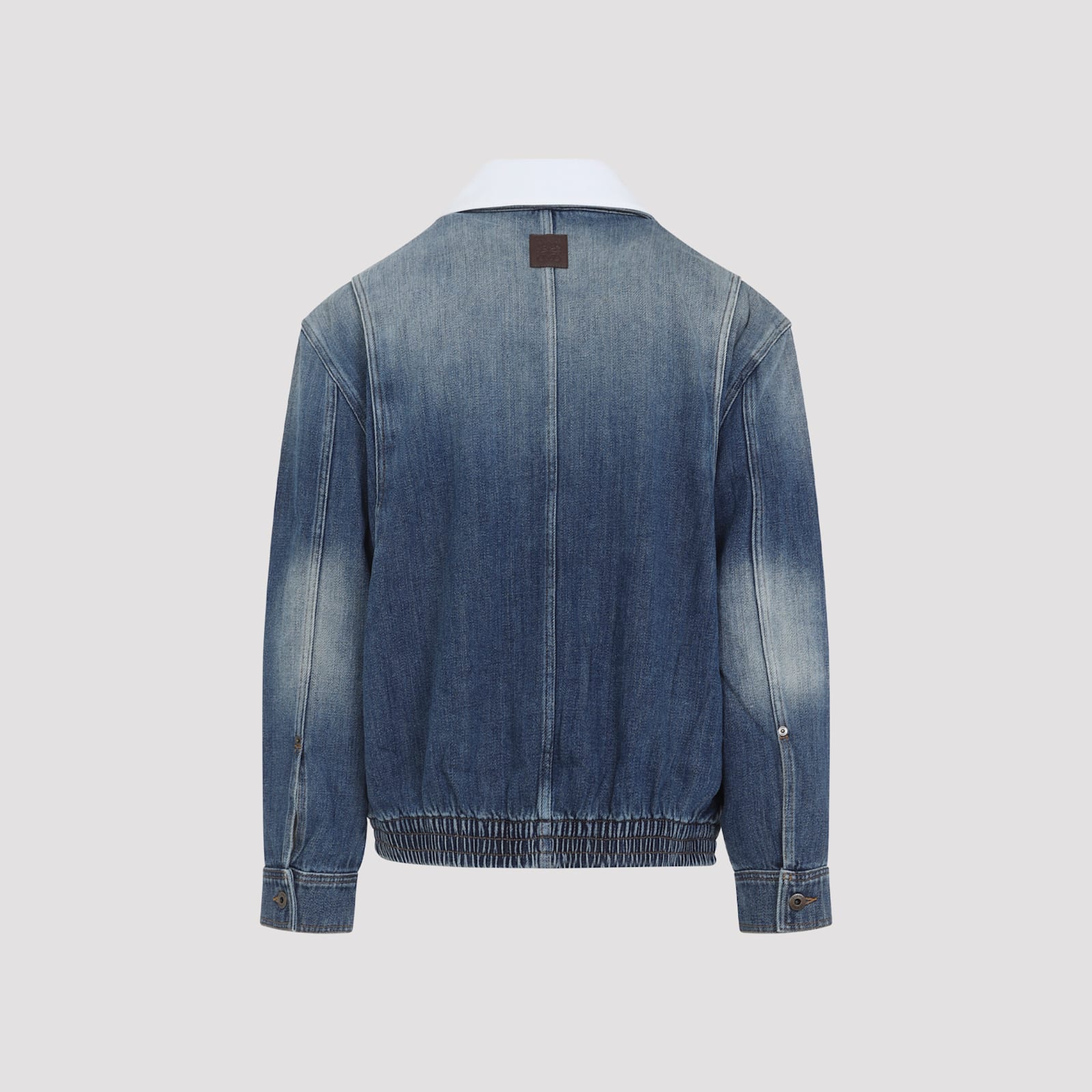 Loewe Collar Contrast Zip-up Jacket In Blue