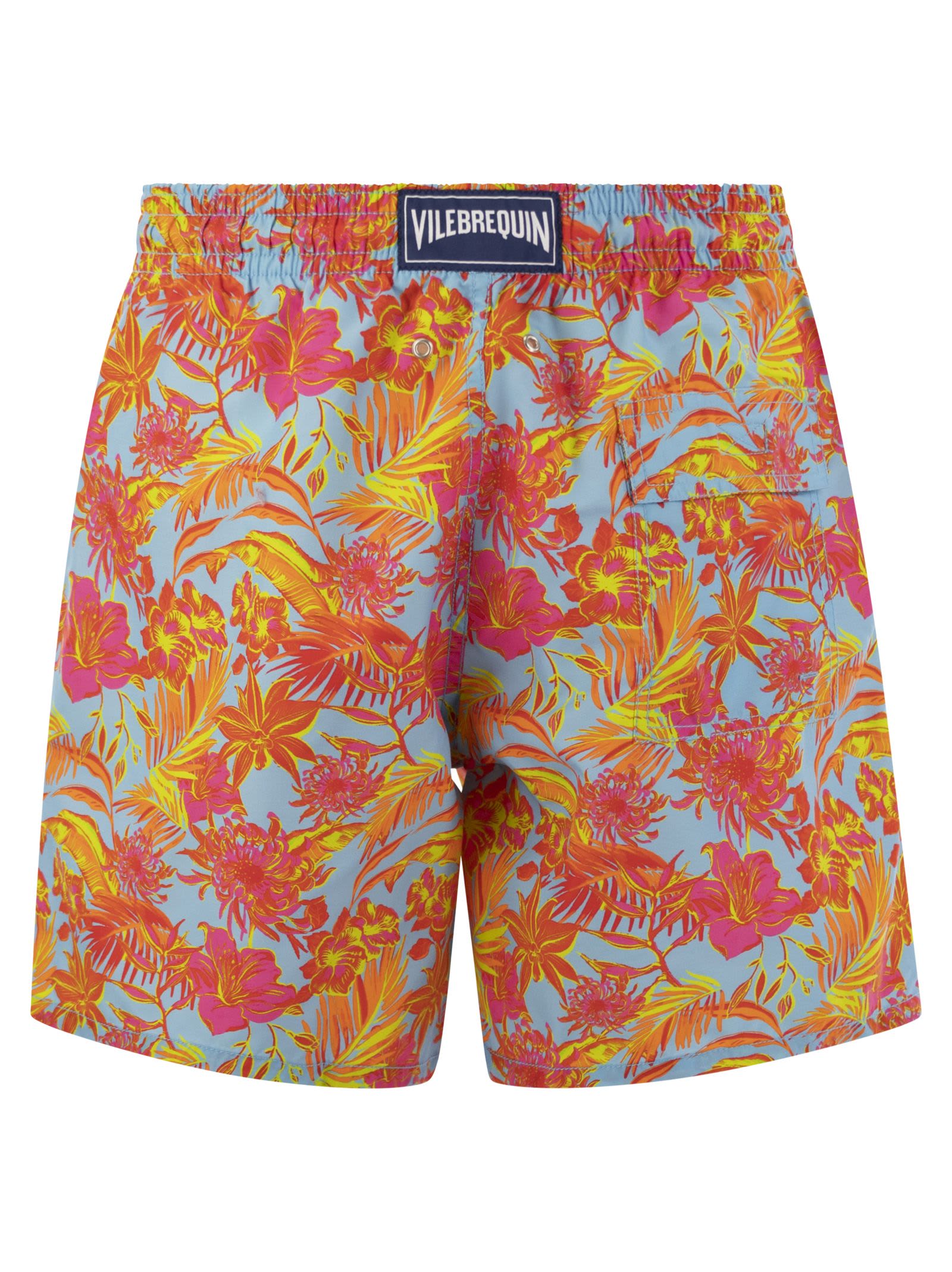 Shop Vilebrequin Tahiti Flowers Beach Shorts In Orange
